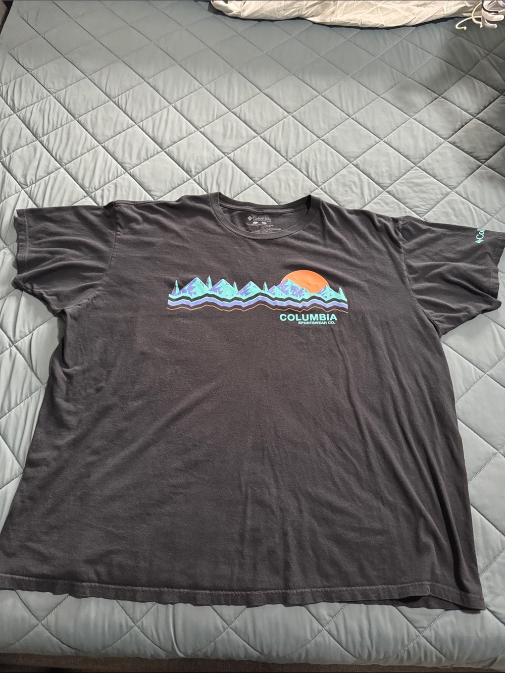 Columbia Black Short-Sleeve Tee with Sunset Mountain Graphic